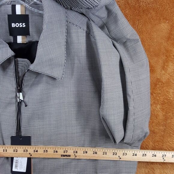 HUGO BOSS Bomber Jacket Mens Size 46 R Black Houndstooth Zip Up HANRY WING $595 - Picture 9 of 11